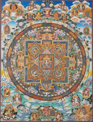Big 4 Armed Chenrezig Mandala Thangka | Surrounded by Bodhisattvas